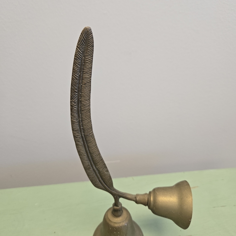 Brass Feather Quill Double Bell Vintage - Picture 3 of 7